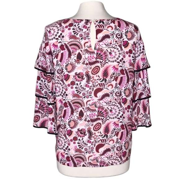 Loft S ruffle sleeve blouse paisley print - Picture 4 of 7